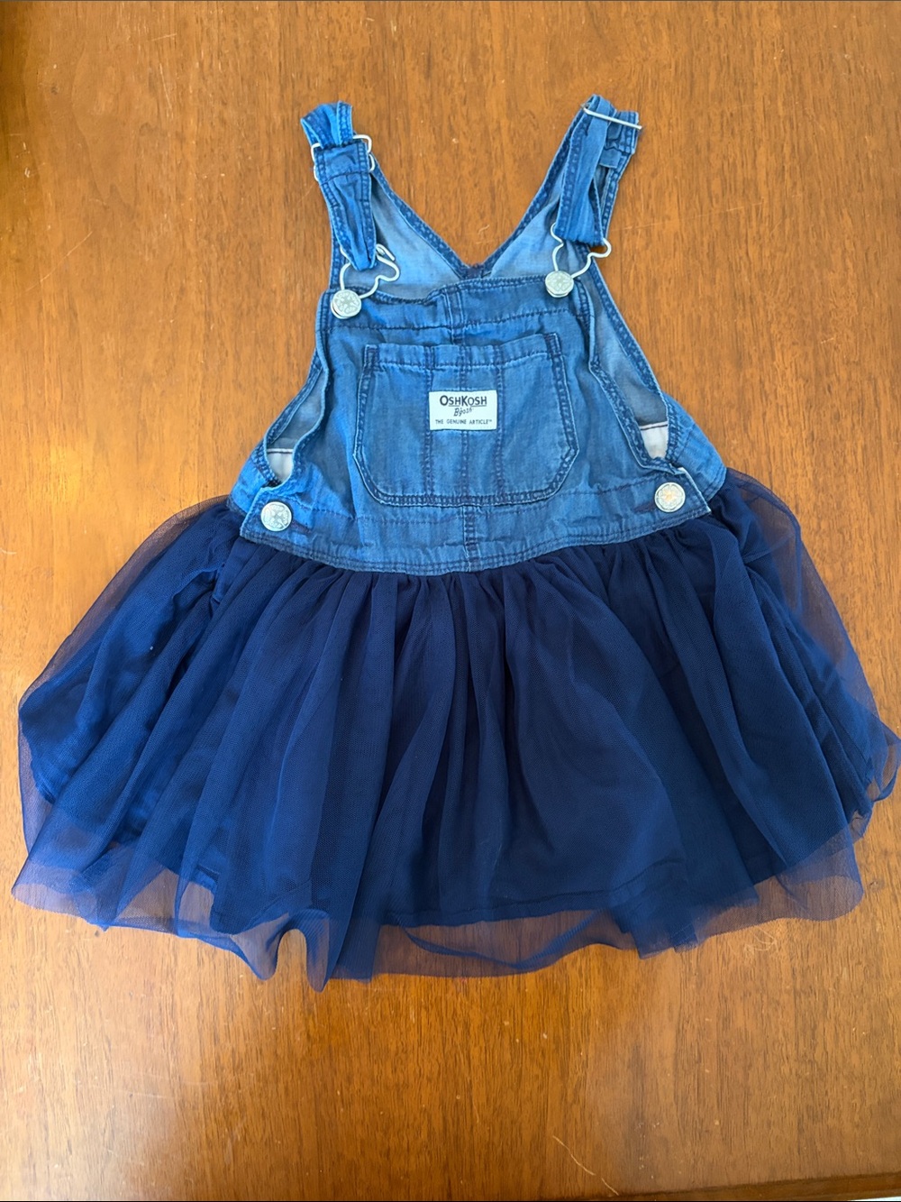 🫐3/$30 OshKosh B'gosh Denim Bib Overall Dress with Navy Tulle Skirt size 3T